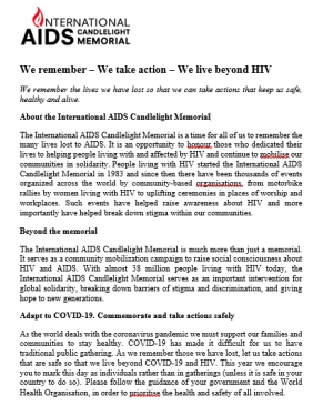 We remember ,We take action – We live beyond HIV